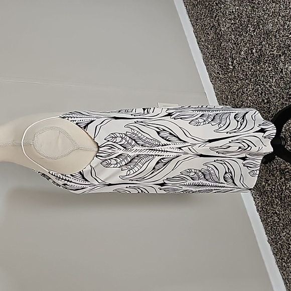 Leaf Print Mini Summer Dress Beach Cover up Vacation - Picture 3 of 6